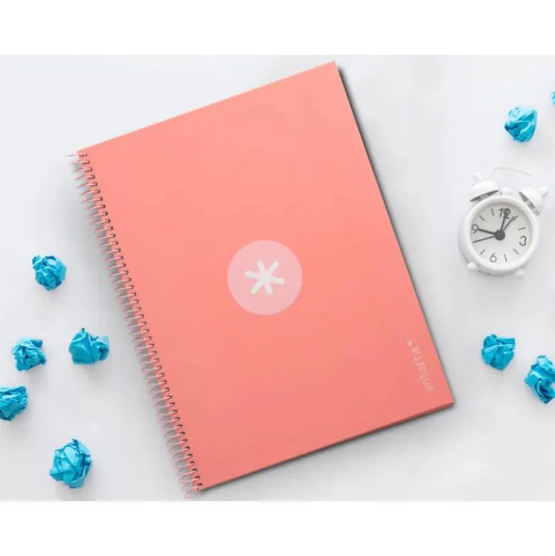CUADERNO ESPIRAL LIDERPAPEL DIN A4 MICRO ANTARTIK CUADRICULADO 5 MM COLOR ROSA 80H