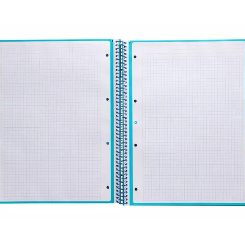 Cuaderno espiral liderpapel a4 micro antartik tapa forrada 80h 90 gr cuadro 5mm 1 banda 4 taladros turquesa