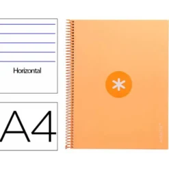 CUADERNO ESPIRAL LIDERPAPEL DIN A4 MICRO ANTARTIK RAYADO HORIZONTAL COLOR AMARILLO 80H