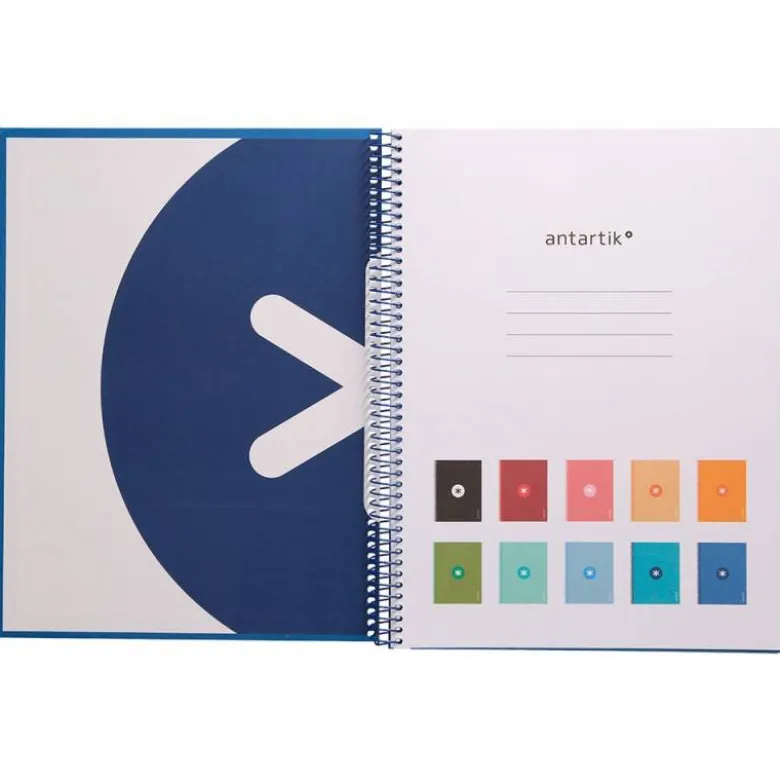 Cuaderno espiral liderpapel a4 micro antartik tapa forrada80h 90 gr horizontal 1 banda 4 taladros azul oscuro