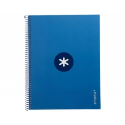 Cuaderno espiral liderpapel a4 micro antartik tapa forrada80h 90 gr horizontal 1 banda 4 taladros azul oscuro