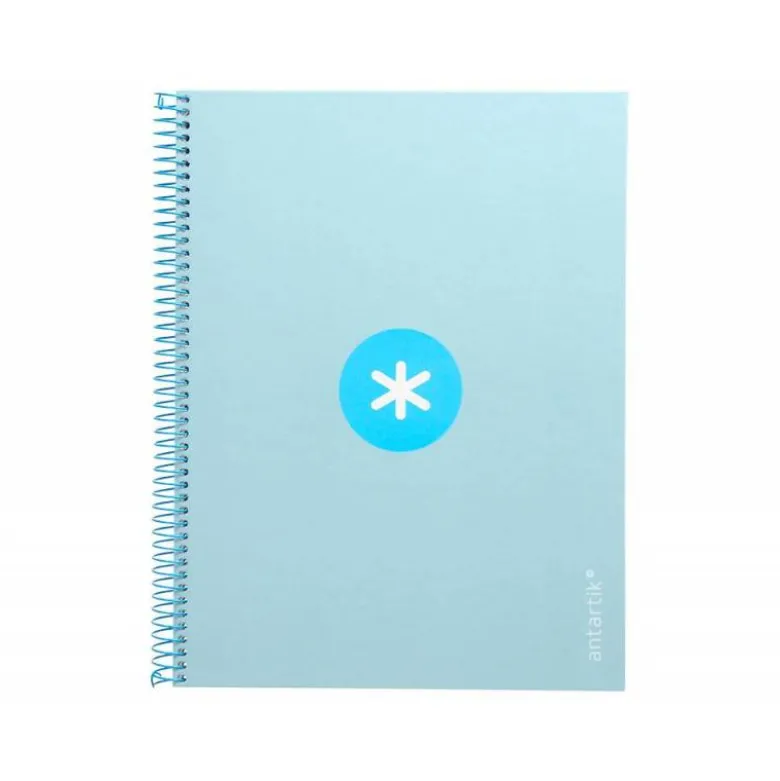 Cuaderno espiral liderpapel a4 micro antartik tapa forrada80h 90 gr horizontal 1 banda 4 taladros celeste.