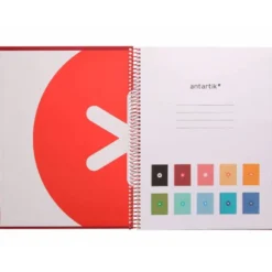 CUADERNO ESPIRAL LIDERPAPEL DIN A4 MICRO ANTARTIK RAYADO HORIZONTAL COLOR ROJO 80H