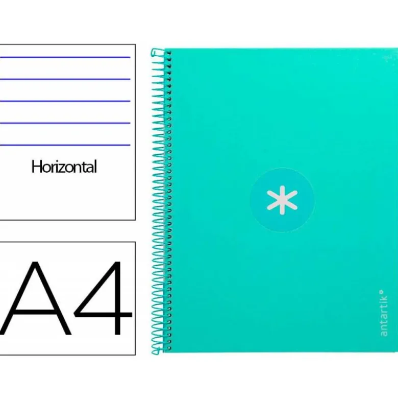 CUADERNO ESPIRAL LIDERPAPEL DIN A4 MICRO ANTARTIK RAYADO HORIZONTAL COLOR VERDE 80H