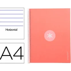 CUADERNO ESPIRAL LIDERPAPEL DIN A4 MICRO ANTARTIK RAYADO HORIZONTAL COLOR ROSA 80H