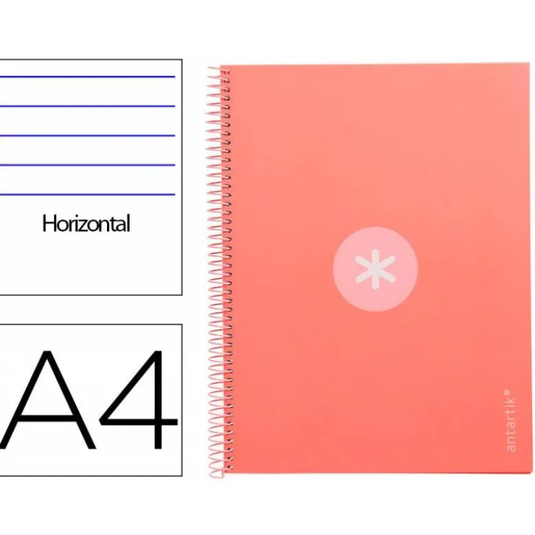 CUADERNO ESPIRAL LIDERPAPEL DIN A4 MICRO ANTARTIK RAYADO HORIZONTAL COLOR ROSA 80H