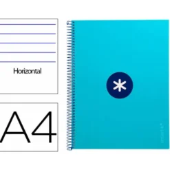 CUADERNO ESPIRAL LIDERPAPEL DIN A4 MICRO ANTARTIK RAYADO HORIZONTAL COLOR AZUL 80H