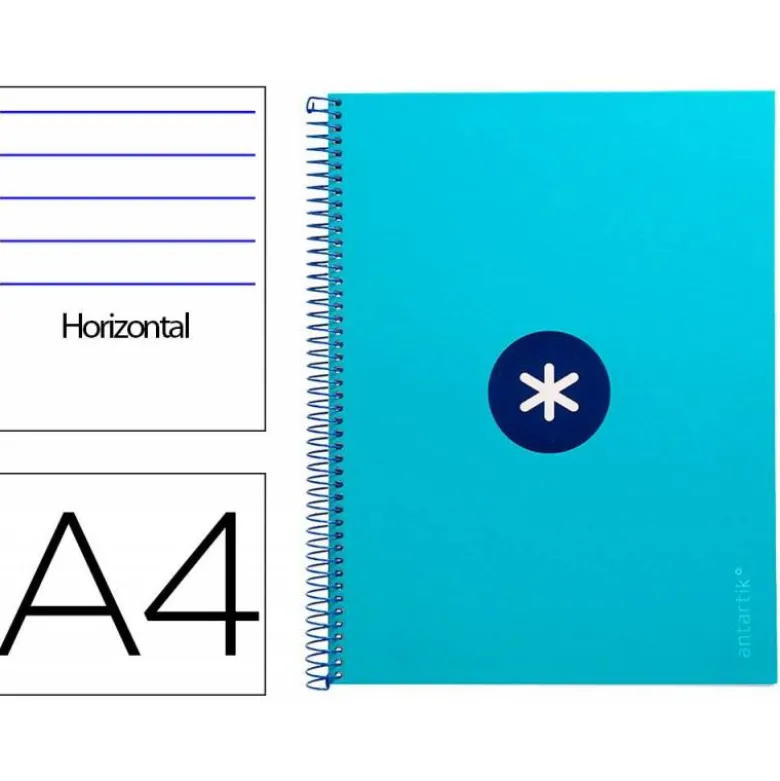 CUADERNO ESPIRAL LIDERPAPEL DIN A4 MICRO ANTARTIK RAYADO HORIZONTAL COLOR AZUL 80H