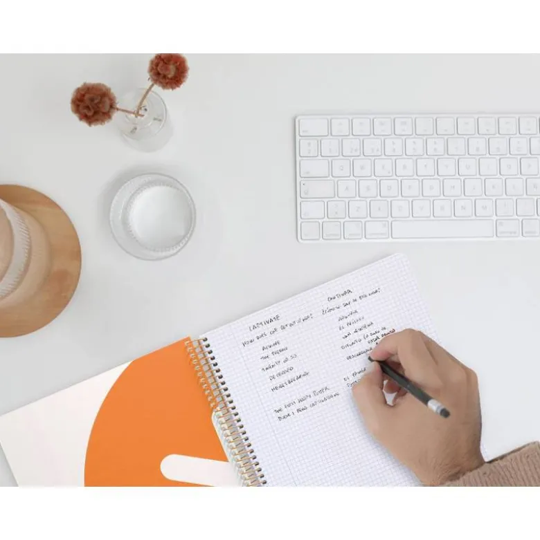 CUADERNO ESPIRAL LIDERPAPEL DIN A4 MICRO ANTARTIK CUADRICULA 5 MM COLOR NARANJA 80H