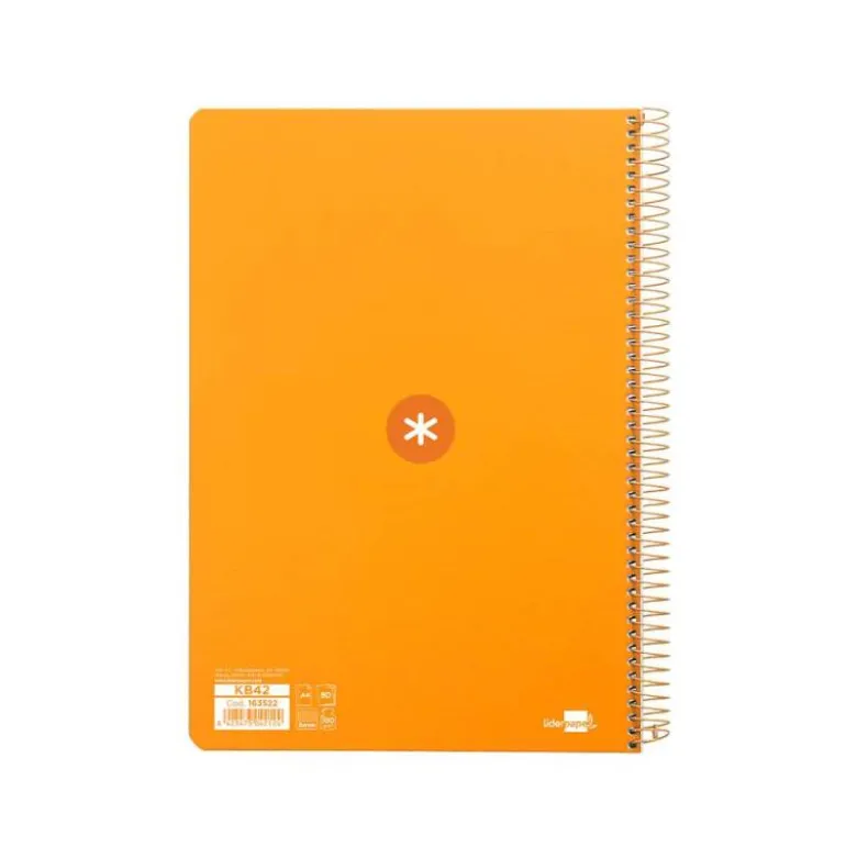 CUADERNO ESPIRAL LIDERPAPEL DIN A4 MICRO ANTARTIK CUADRICULA 5 MM COLOR NARANJA 80H