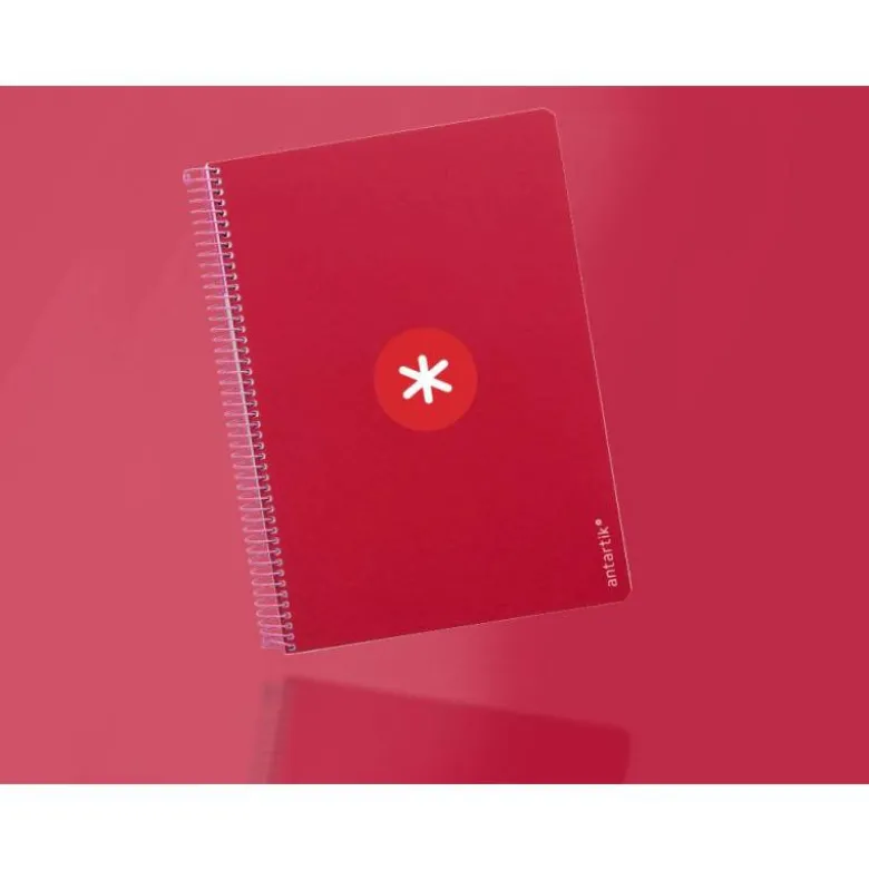CUADERNO ESPIRAL LIDERPAPEL DIN A4 MICRO ANTARTIK CUADRICULA 5 MM COLOR ROJO 80H