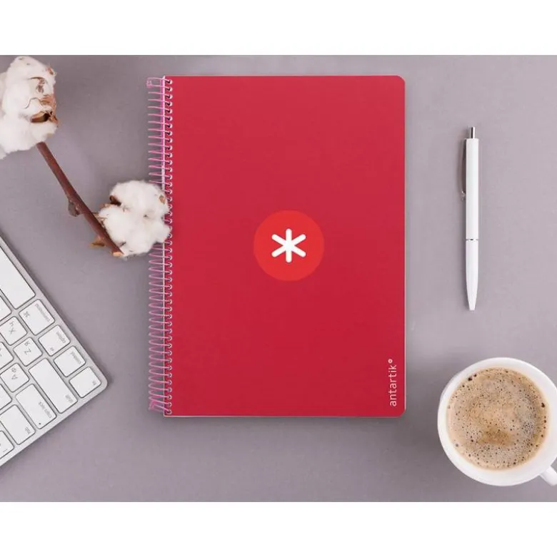 CUADERNO ESPIRAL LIDERPAPEL DIN A4 MICRO ANTARTIK CUADRICULA 5 MM COLOR ROJO 80H