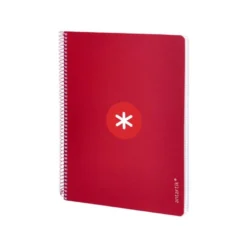 CUADERNO ESPIRAL LIDERPAPEL DIN A4 MICRO ANTARTIK CUADRICULA 5 MM COLOR ROJO 80H
