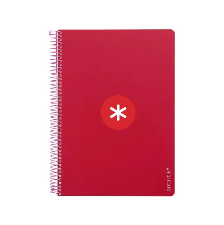 CUADERNO ESPIRAL LIDERPAPEL DIN A4 MICRO ANTARTIK CUADRICULA 5 MM COLOR ROJO 80H