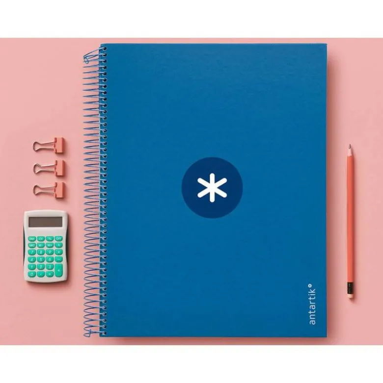 CUADERNO ESPIRAL LIDERPAPEL DIN A4 MICRO ANTARTIK RAYADO HORIZONTAL COLOR AZUL CARTON FORRADO