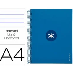 CUADERNO ESPIRAL LIDERPAPEL DIN A4 MICRO ANTARTIK RAYADO HORIZONTAL COLOR AZUL CARTON FORRADO