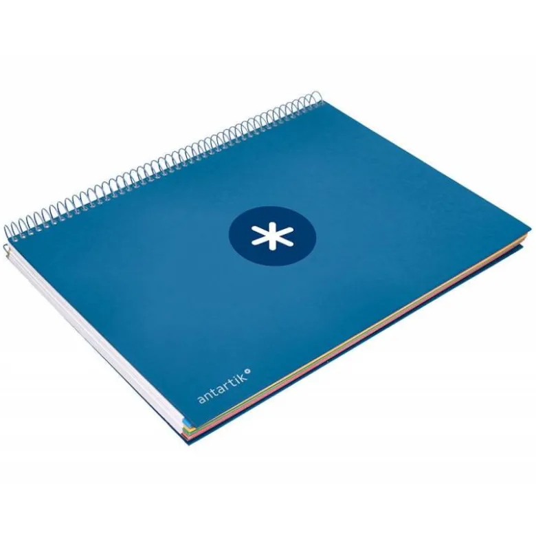 CUADERNO ESPIRAL LIDERPAPEL DIN A4 MICRO ANTARTIK RAYADO HORIZONTAL COLOR AZUL CARTON FORRADO