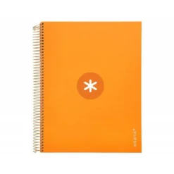 CUADERNO ESPIRAL LIDERPAPEL DIN A4 MICRO ANTARTIK RAYADO HORIZONTAL COLOR NARANJA 5 BANDA 120H