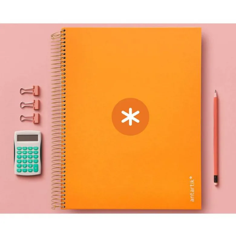 CUADERNO ESPIRAL LIDERPAPEL DIN A4 MICRO ANTARTIK RAYADO HORIZONTAL COLOR NARANJA 5 BANDA 120H