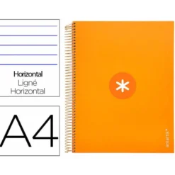 CUADERNO ESPIRAL LIDERPAPEL DIN A4 MICRO ANTARTIK RAYADO HORIZONTAL COLOR NARANJA 5 BANDA 120H