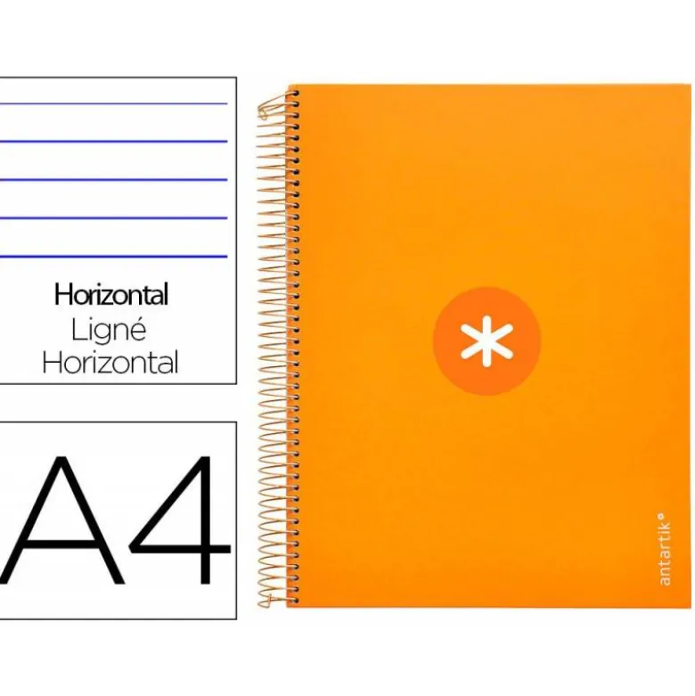 CUADERNO ESPIRAL LIDERPAPEL DIN A4 MICRO ANTARTIK RAYADO HORIZONTAL COLOR NARANJA 5 BANDA 120H