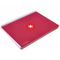 CUADERNO ESPIRAL LIDERPAPEL DIN A4 MICRO ANTARTIK RAYADO HORIZONTAL COLOR ROJO CARTON FORRADO