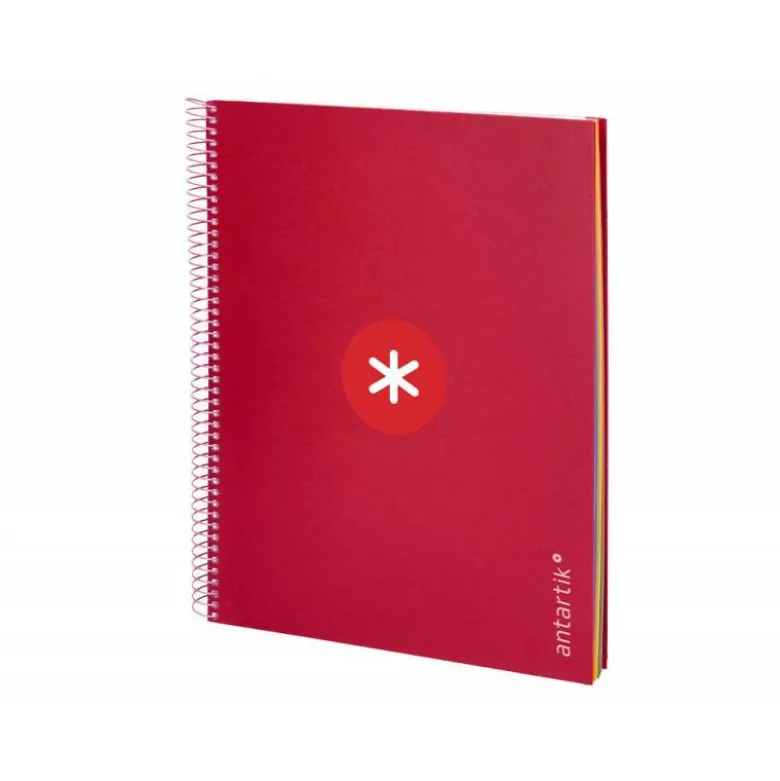 CUADERNO ESPIRAL LIDERPAPEL DIN A4 MICRO ANTARTIK RAYADO HORIZONTAL COLOR ROJO CARTON FORRADO