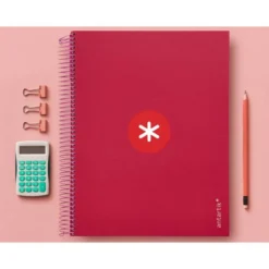 CUADERNO ESPIRAL LIDERPAPEL DIN A4 MICRO ANTARTIK RAYADO HORIZONTAL COLOR ROJO CARTON FORRADO