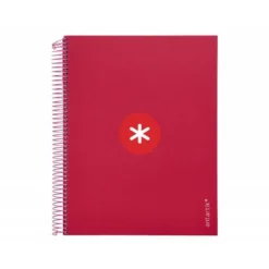 CUADERNO ESPIRAL LIDERPAPEL DIN A4 MICRO ANTARTIK RAYADO HORIZONTAL COLOR ROJO CARTON FORRADO