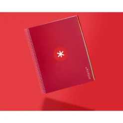 CUADERNO ESPIRAL LIDERPAPEL DIN A4 MICRO ANTARTIK RAYADO HORIZONTAL COLOR ROJO CARTON FORRADO