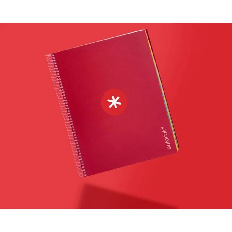 CUADERNO ESPIRAL LIDERPAPEL DIN A4 MICRO ANTARTIK RAYADO HORIZONTAL COLOR ROJO CARTON FORRADO