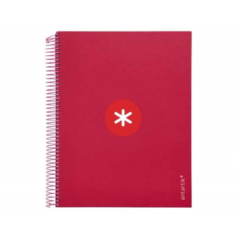 CUADERNO ESPIRAL LIDERPAPEL DIN A4 MICRO ANTARTIK CUADRICULA 5MM 5 BANDA 4 TALADROS COLOR FRAMBUESA 120H