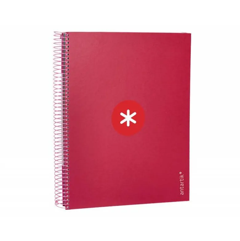 CUADERNO ESPIRAL LIDERPAPEL DIN A4 MICRO ANTARTIK CUADRICULA 5MM 5 BANDA 4 TALADROS COLOR FRAMBUESA 120H