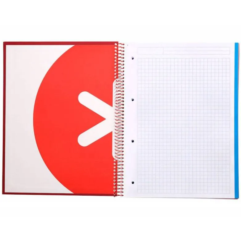 CUADERNO ESPIRAL LIDERPAPEL DIN A4 MICRO ANTARTIK CUADRICULA 5MM 5 BANDA 4 TALADROS COLOR FRAMBUESA 120H