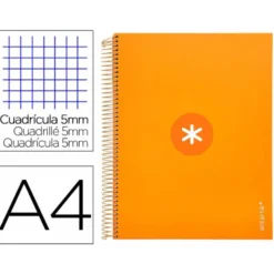 Cuaderno espiral liderpapel a4 micro antartik tapa forrada120h 100 gr cuadro 5mm 5 banda4 taladros color mostaza