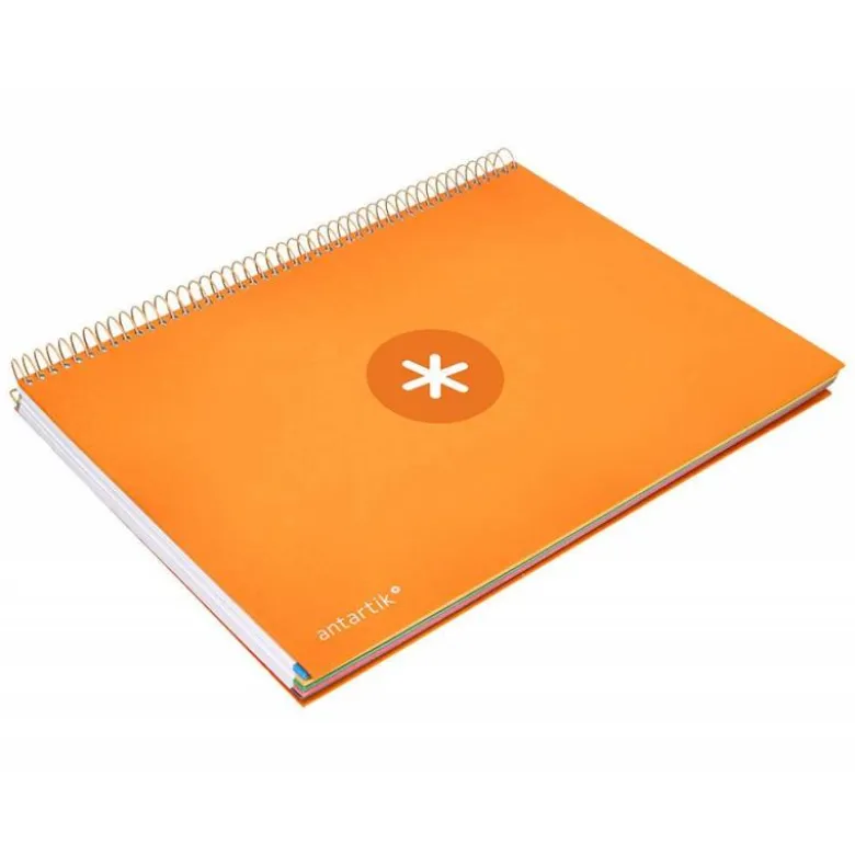 Cuaderno espiral liderpapel a4 micro antartik tapa forrada120h 100 gr cuadro 5mm 5 banda4 taladros color mostaza