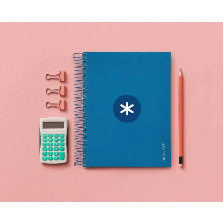 CUADERNO ESPIRAL LIDERPAPEL A5 MICRO ANTARTIK TAPA FORRADA120H 100 GR CUADRO 5MM 5 BANDA6 TALADROS COLOR AZUL OSCURO