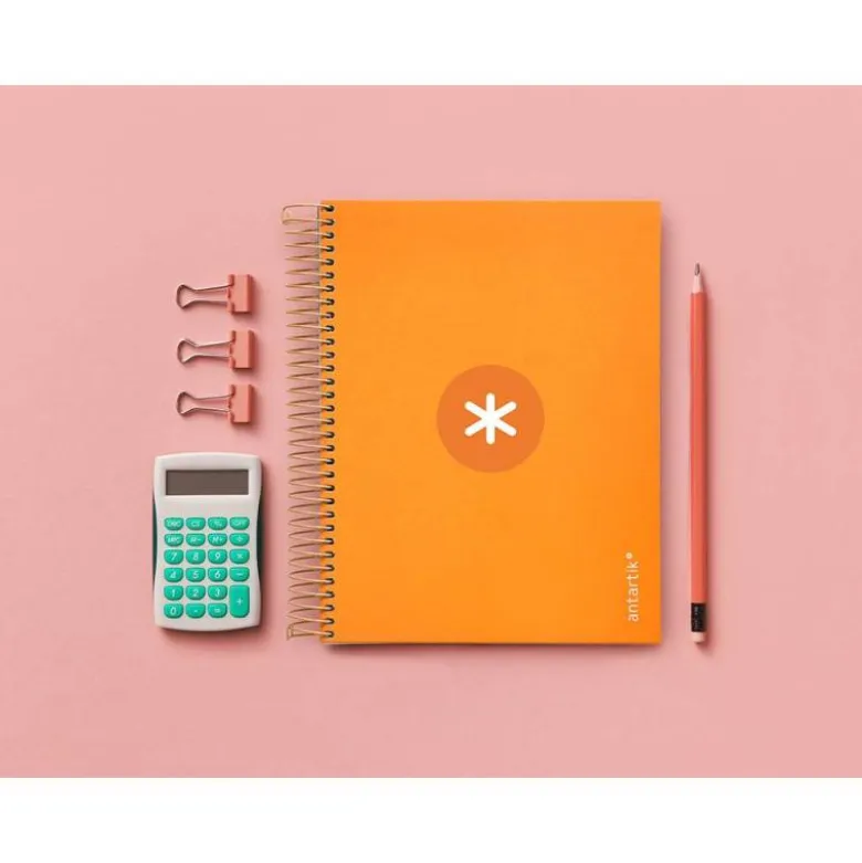 CUADERNO ESPIRAL LIDERPAPEL A5 MICRO ANTARTIK TAPA FORRADA120H 100 GR CUADRO 5MM 5 BANDA6 TALADROS COLOR MOSTAZA