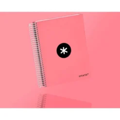 CUADERNO ESPIRAL LIDERPAPEL A5 MICRO ANTARTIK TAPA FORRADA120H 100 GR HORIZONTAL 5 BANDA6 TALADROS COLOR CORAL