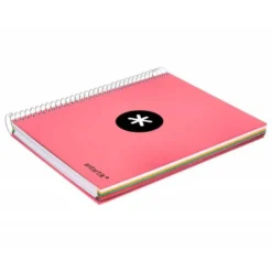 CUADERNO ESPIRAL LIDERPAPEL A5 MICRO ANTARTIK TAPA FORRADA120H 100 GR HORIZONTAL 5 BANDA6 TALADROS COLOR CORAL