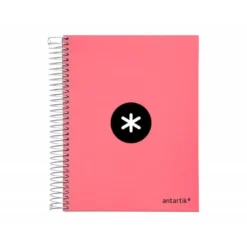 CUADERNO ESPIRAL LIDERPAPEL A5 MICRO ANTARTIK TAPA FORRADA120H 100 GR HORIZONTAL 5 BANDA6 TALADROS COLOR CORAL