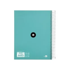 CUADERNO ESPIRAL LIDERPAPEL A5 MICRO ANTARTIK TAPA FORRADA120H 100 GR HORIZONTAL 5 BANDA6 TALADROS COLOR MENTA