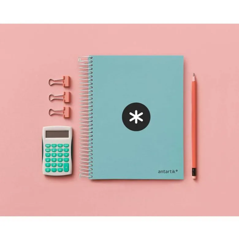 CUADERNO ESPIRAL LIDERPAPEL A5 MICRO ANTARTIK TAPA FORRADA120H 100 GR HORIZONTAL 5 BANDA6 TALADROS COLOR MENTA