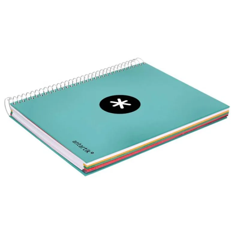 CUADERNO ESPIRAL LIDERPAPEL A5 MICRO ANTARTIK TAPA FORRADA120H 100 GR HORIZONTAL 5 BANDA6 TALADROS COLOR MENTA