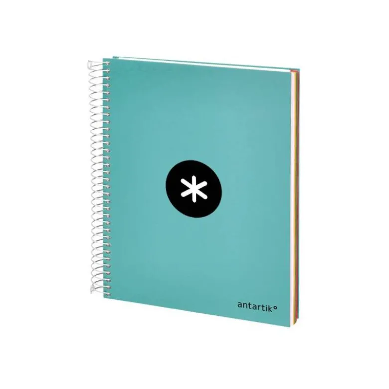 CUADERNO ESPIRAL LIDERPAPEL A5 MICRO ANTARTIK TAPA FORRADA120H 100 GR HORIZONTAL 5 BANDA6 TALADROS COLOR MENTA