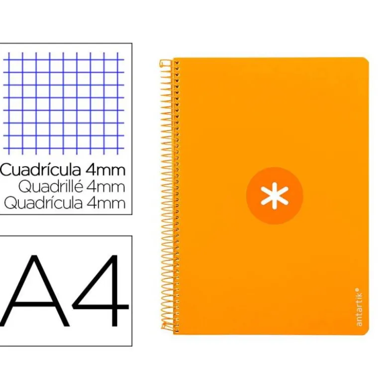 CUADERNO ESPIRAL LIDERPAPEL A4 ANTARTIK TAPA DURA 80H 100GR CUADRO 4MM CON MARGEN COLOR MOSTAZA