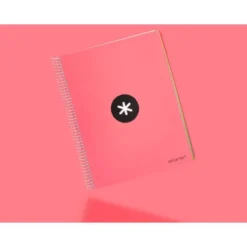 CUADERNO ESPIRAL LIDERPAPEL DIN A4 MICRO ANTARTIK LISO COLOR ROSA CARTON FORRADO