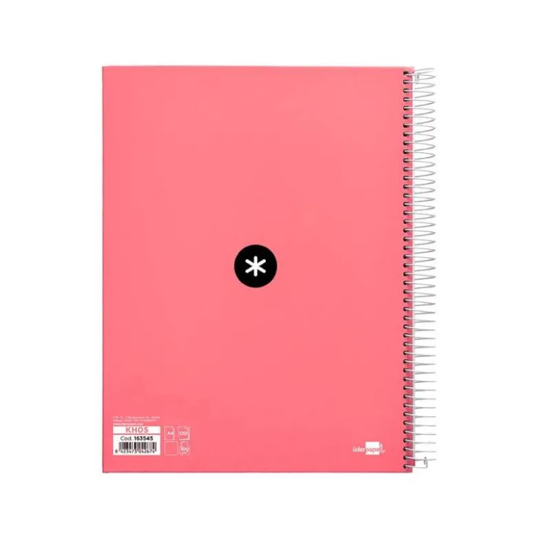 CUADERNO ESPIRAL LIDERPAPEL DIN A4 MICRO ANTARTIK LISO COLOR ROSA CARTON FORRADO