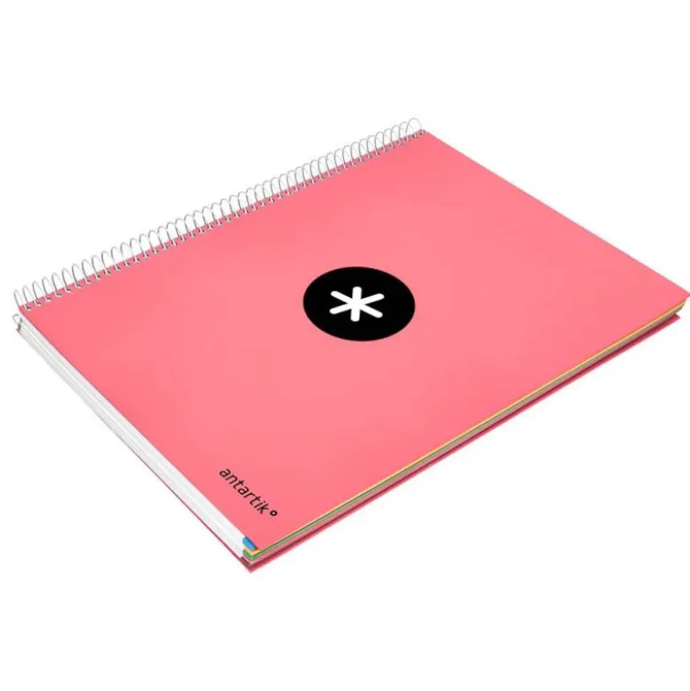 CUADERNO ESPIRAL LIDERPAPEL DIN A4 MICRO ANTARTIK LISO COLOR ROSA CARTON FORRADO