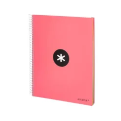 CUADERNO ESPIRAL LIDERPAPEL DIN A4 MICRO ANTARTIK LISO COLOR ROSA CARTON FORRADO